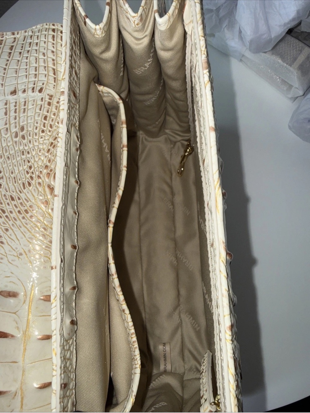 Brahmin Hallie Ivory Iguana Rockville Leather Satchel---NWT - Picture 10 of 10